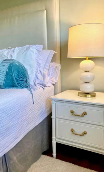 Classic Vintage Faux Bamboo Straight Hardware Nightstand Available for Custom Lacquer! - Hibiscus House
