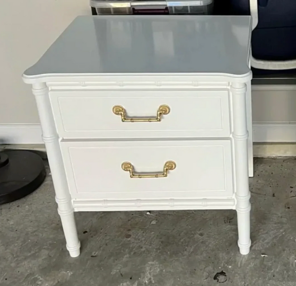 Classic Vintage Faux Bamboo Straight Hardware Nightstand Available for Custom Lacquer! - Hibiscus House