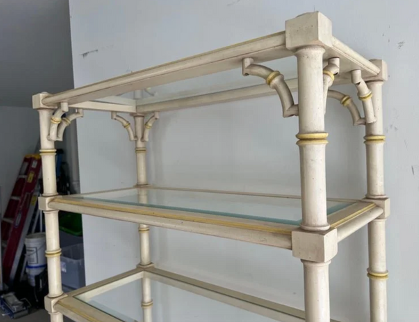 Lane Furniture Faux Bamboo Bookshelf with Glass Shelves Available for Custom Lacquer - Hibiscus House