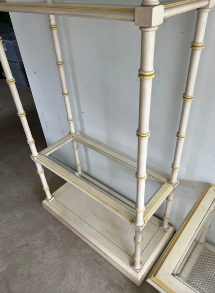 Lane Furniture Faux Bamboo Bookshelf with Glass Shelves Available for Custom Lacquer - Hibiscus House