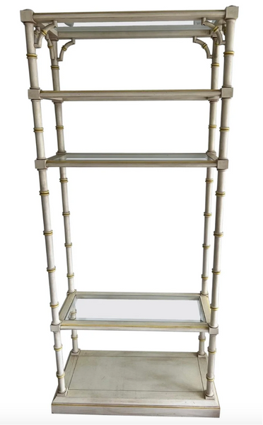 Lane Furniture Faux Bamboo Bookshelf with Glass Shelves Available for Custom Lacquer - Hibiscus House