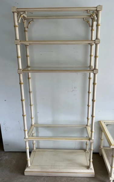 Lane Furniture Faux Bamboo Bookshelf with Glass Shelves Available for Custom Lacquer - Hibiscus House