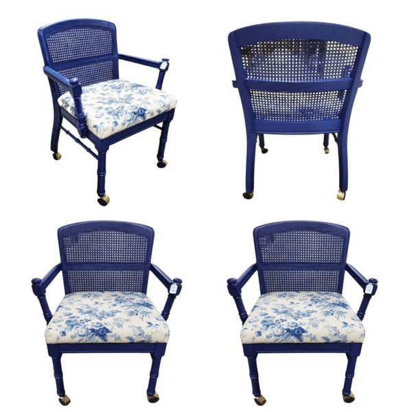Vintage Set of Six Broyhill Furniture Faux Bamboo and Cane Dining Chairs Available for Custom Lacquer! - Hibiscus House