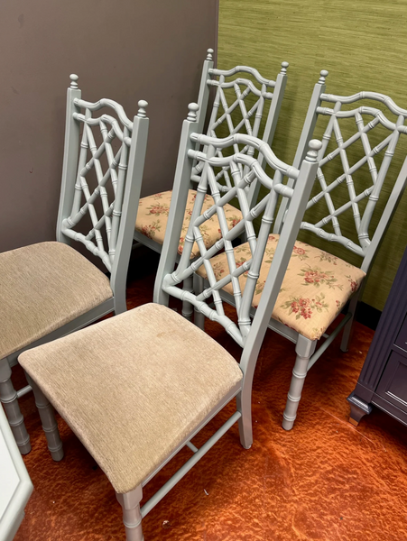 Vintage Palm Beach Regency Style Set of 4 Ming Chairs Available for Custom Lacquer! - Hibiscus House