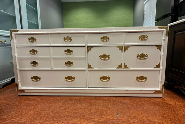 Vintage Thomasville Huntley Faux Bamboo Large Armoire Available for Custom Lacquer! - Hibiscus House