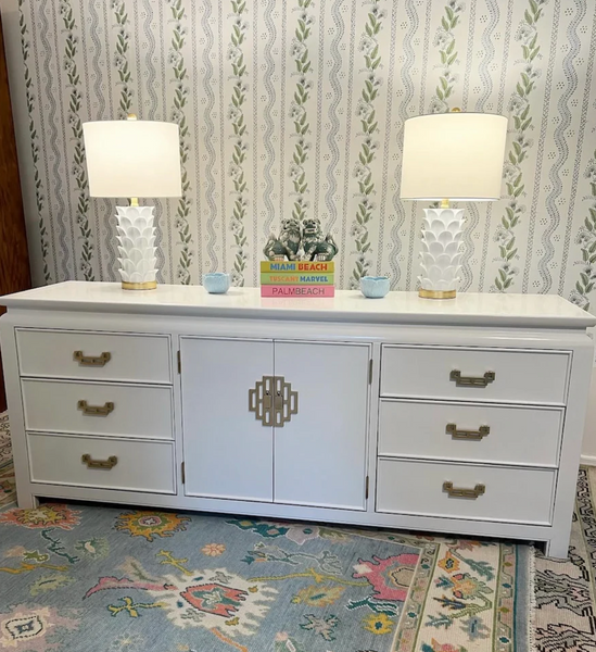 Vintage Century Furniture Chinoiserie Style Flip Top Server Available for Custom Lacquer - Hibiscus House