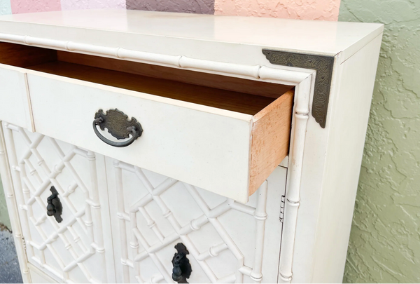 Vintage Thomasville Huntley Faux Bamboo Large Armoire Available for Custom Lacquer! - Hibiscus House