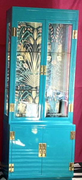 Vintage Chinoiserie Style Curio Cabinet Available for Custom Lacquer! - Hibiscus House