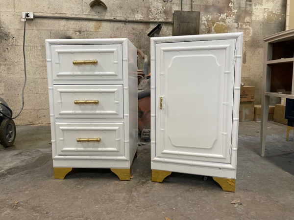 Vintage Dixie Aloha Collection Narrow Cabinet Style Nightstand Pair Available for Custom Lacquer! - Hibiscus House
