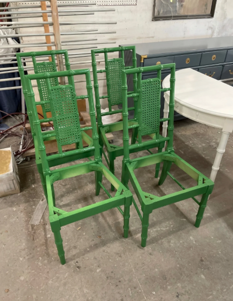 Vintage Stanley Furniture Cane Back Dining Chairs Available for Custom Lacquer!! - Hibiscus House