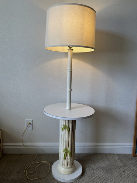 Vintage Faux Bamboo Floor Lamp Side Table Available for Custom Lacquer! - Hibiscus House