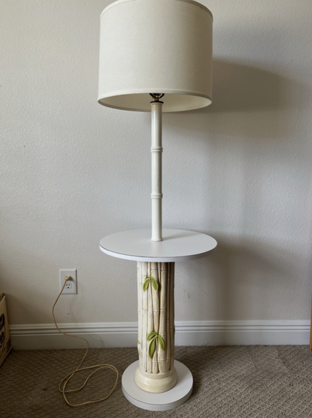 Vintage Faux Bamboo Floor Lamp Side Table Available for Custom Lacquer! - Hibiscus House