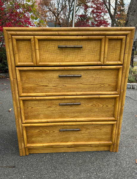 Vintage Bamboo Lea Furniture Tallboy Chest Available for Custom Lacquer! - Hibiscus House
