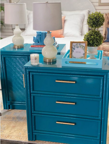 Vintage Lea Furniture Large Nightstand/Chest Pair Available For Custom Lacquer! - Hibiscus House