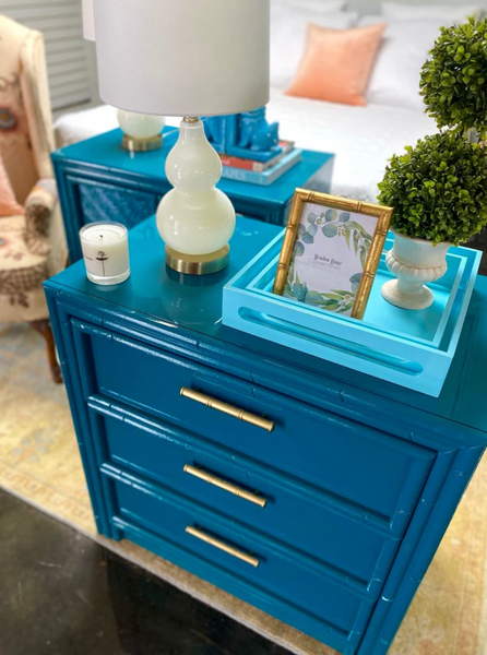 Vintage Lea Furniture Large Nightstand/Chest Pair Available For Custom Lacquer! - Hibiscus House