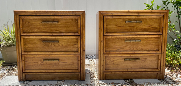 Vintage Lea Furniture Large Nightstand/Chest Pair Available For Custom Lacquer! - Hibiscus House