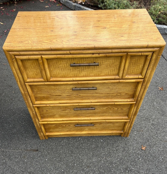 Vintage Bamboo Lea Furniture Tallboy Chest Available for Custom Lacquer! - Hibiscus House