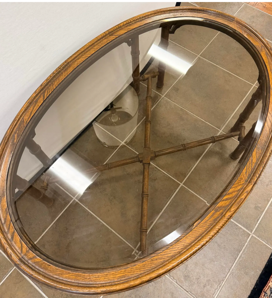 Vintage Faux Bamboo Coffee Table with Fretwork Available for Custom Lacquer! - Hibiscus House