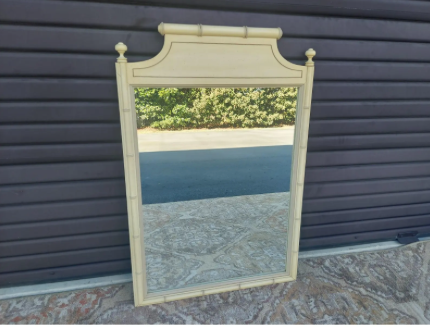 Vintage Henry Link Faux Bamboo Pagoda Accent Mirror Pair Available for Custom Lacquer!