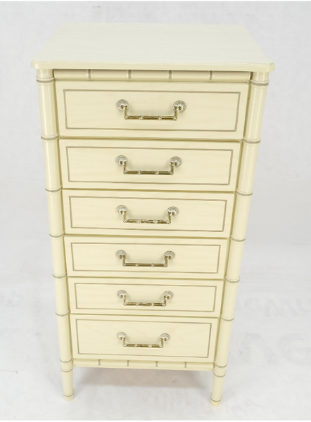 Vintage Classic Faux Bamboo Six Drawer Lingerie Chest Available for Custom Lacquer