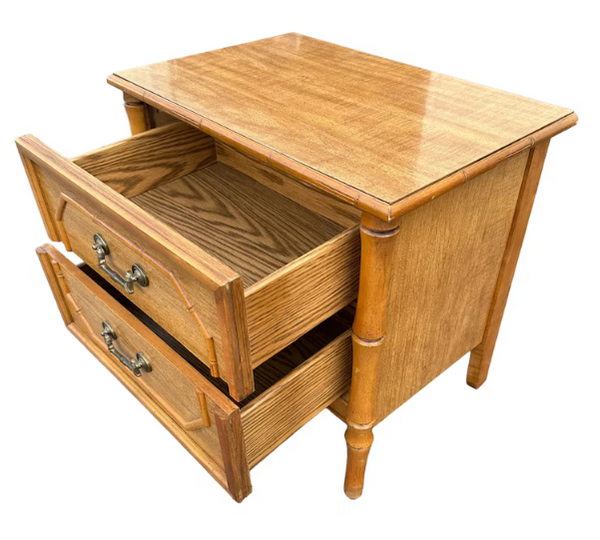 Vintage Single Broyhill Furniture Faux Bamboo Nightstands Available to Customize!
