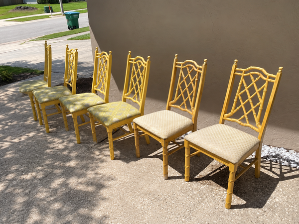 Vintage Set of Six Thomasville Furniture Co Chippendale Faux Bamboo Dining Chairs Available for Custom Lacquer!