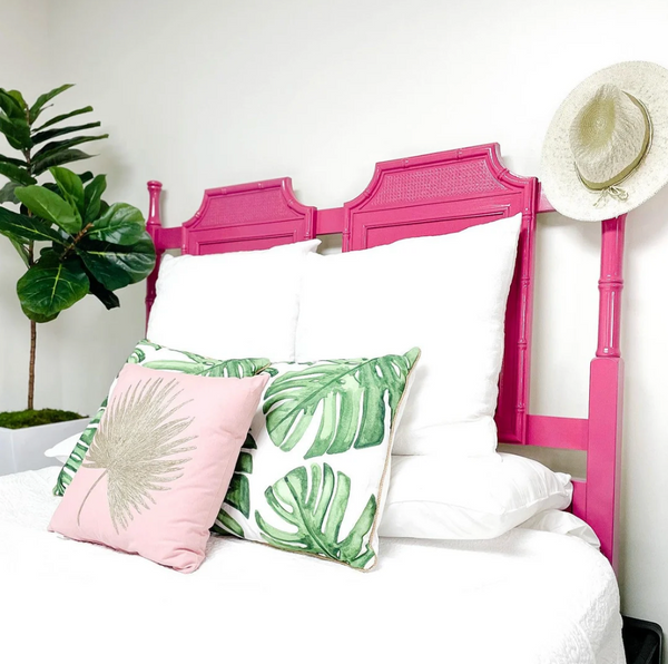 Vintage Stanley Furniture Faux Bamboo Queen Headboard Available for Custom Lacquer - Hibiscus House