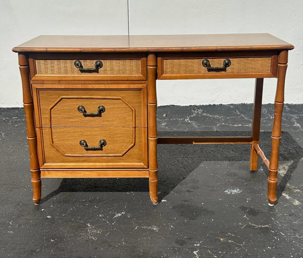 Vintage Broyhill Furniture Faux Bamboo Desk Available for Custom Lacquer!