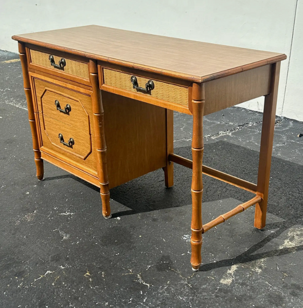 Vintage Broyhill Furniture Faux Bamboo Desk Available for Custom Lacquer!