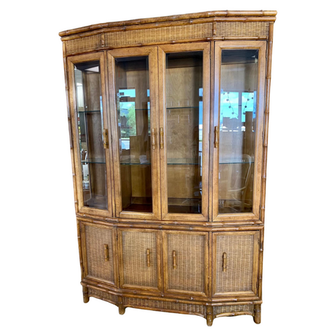 Vintage American of Martinsville Faux Bamboo China Cabinet Available for Custom Lacquer!