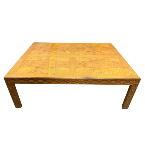 Vintage Henredon Burl Wood Rectangular Coffee Table Available for Custom Lacquer