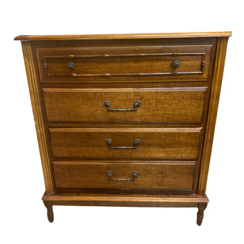 Vintage Four Drawer Chest with Faux Bamboo Detailing Available For Custom Lacquer