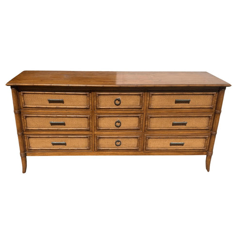 Vintage Thomasville Faux Bamboo Paoletti Collection Nine Drawer Dresser Available for Custom Lacquer - Hibiscus House