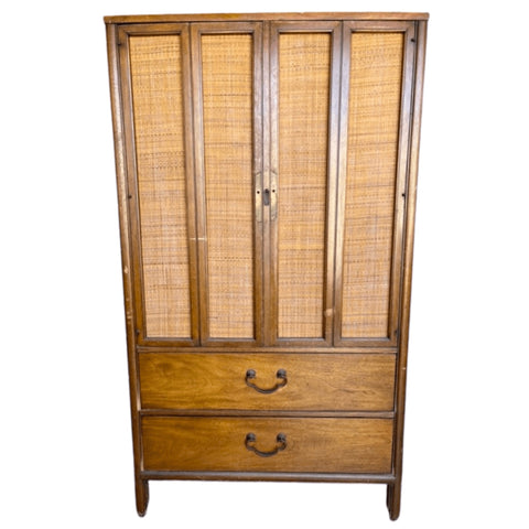 Vintage Raffia Chinoiserie Highboy Linen Press Available for Custom Lacquer - Hibiscus House