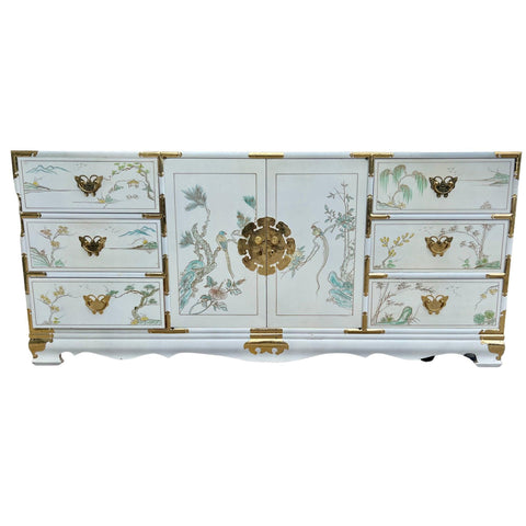 Vintage Korean Tansu Style Chinoiserie Credenza Available for Custom Lacquer - Hibiscus House