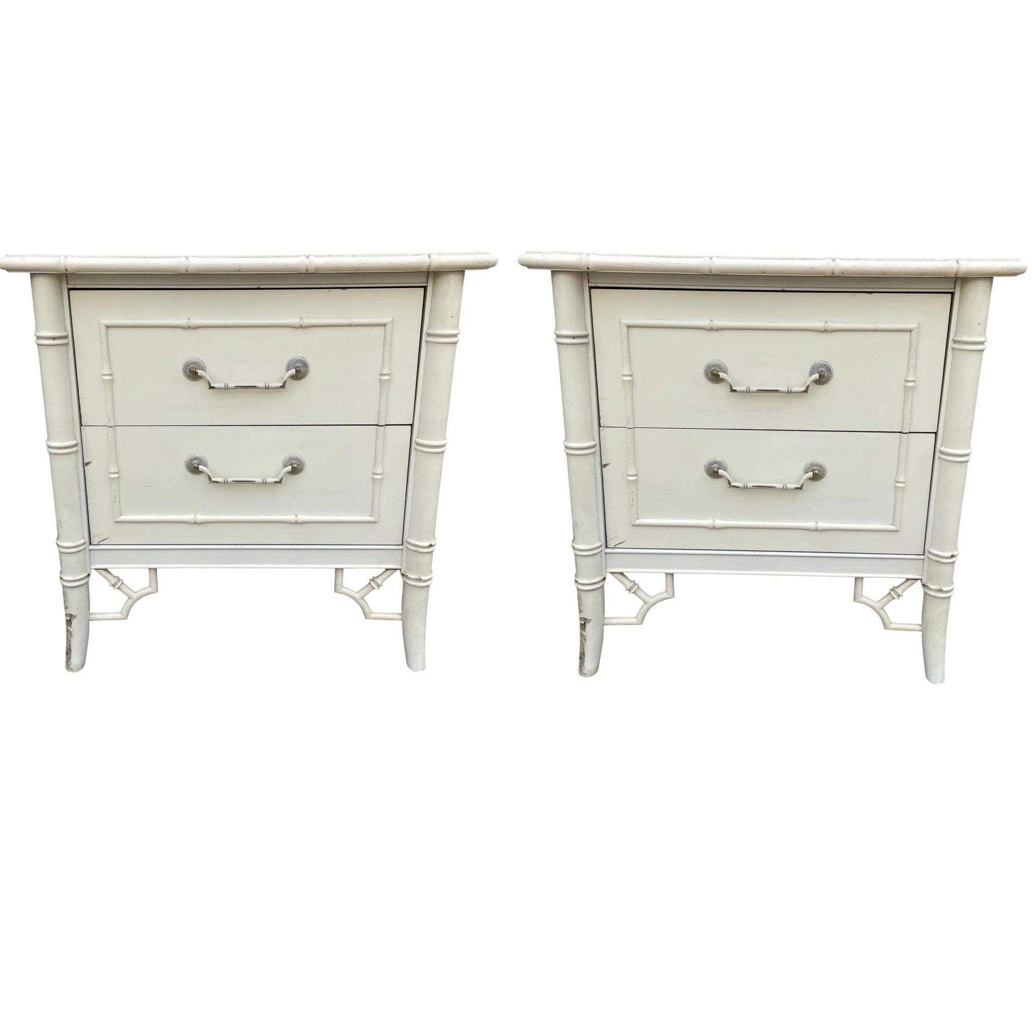 Vintage 1970s Vintage Thomasville Allegro Two Drawer Nightstands - Hibiscus House