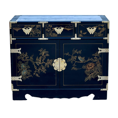 Stunning Vintage Chinoiserie Style Marble Top Server Available for Custom Lacquer - Hibiscus House