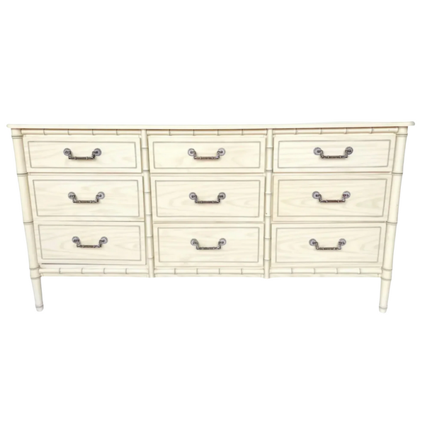 Vintage Faux Bamboo Classic Triple Straight Hardware Dresser Available to Customize!