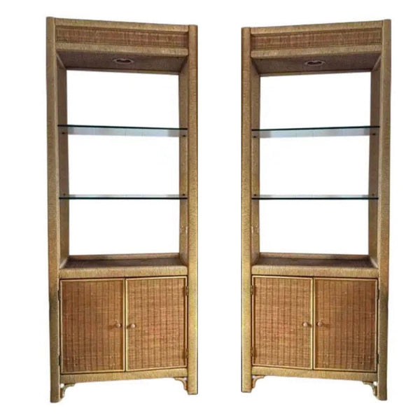Vintage Henry Link Lighted Etagere Display Shelf/Cabinet Pair Ready to Ship - Hibiscus House
