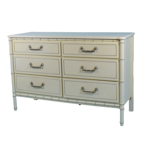 Vintage Classic Faux Bamboo Six Drawer Dresser Available for Custom Lacquer - Hibiscus House