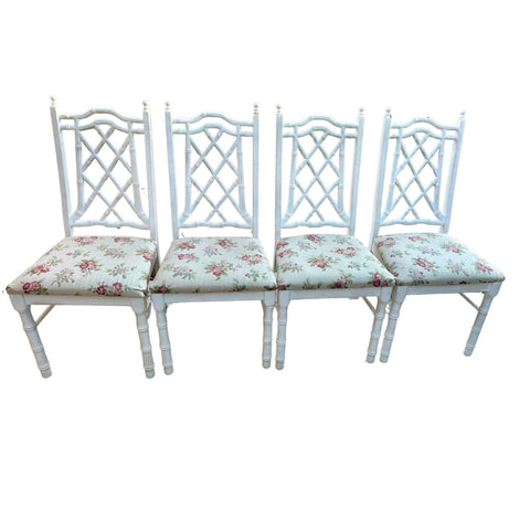 Set of Four Chippendale Faux Bamboo Dining Chairs Available for Lacquer! - Hibiscus House