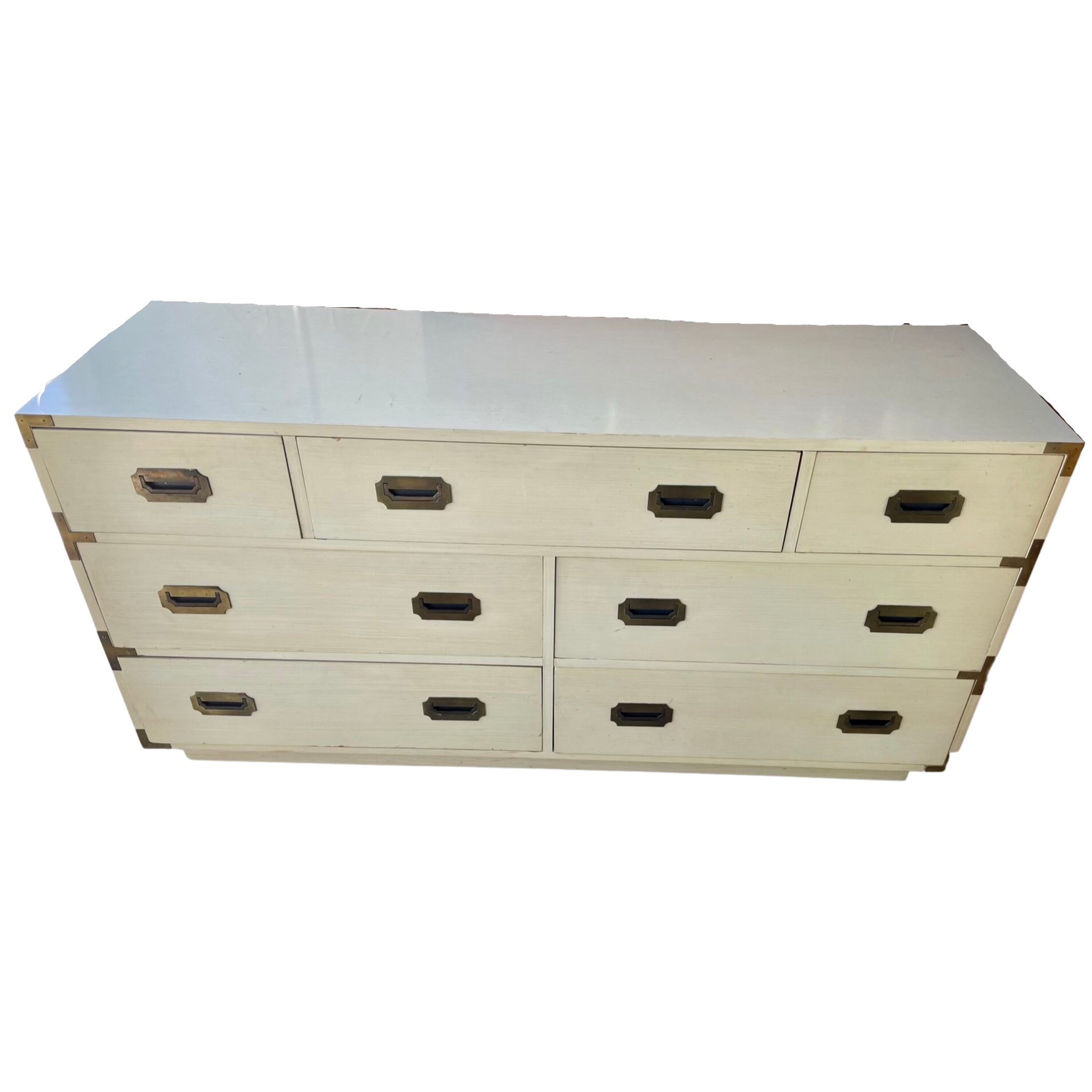Vintage Dixie Furniture Seven Drawer Campaign Style Dresser Available for Custom Lacquer