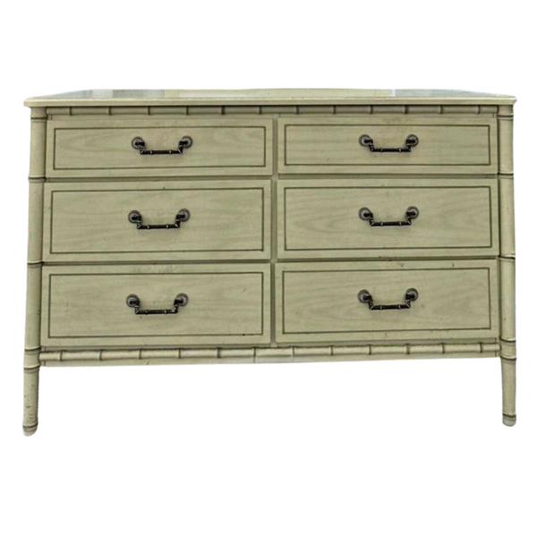 Classic Six Drawer Faux Bamboo Style Double Dresser Available for Lacquer!