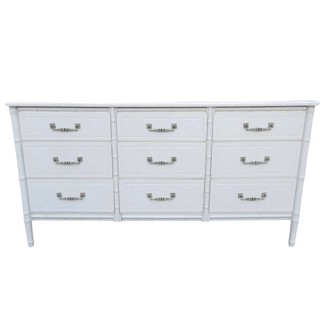 Vintage Nine Drawer Faux Bamboo Triple Dresser Available for Custom Lacquer - Hibiscus House