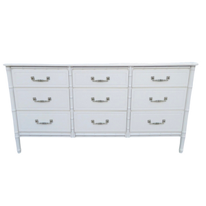Vintage Nine Drawer Faux Bamboo Triple Dresser Available for Custom Lacquer