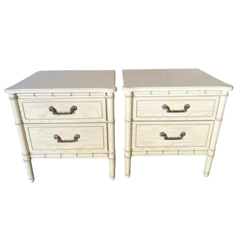 Vintage Classic Faux Bamboo Nightstand Pair with Straight Hardware Available for Custom Lacquer! - Hibiscus House