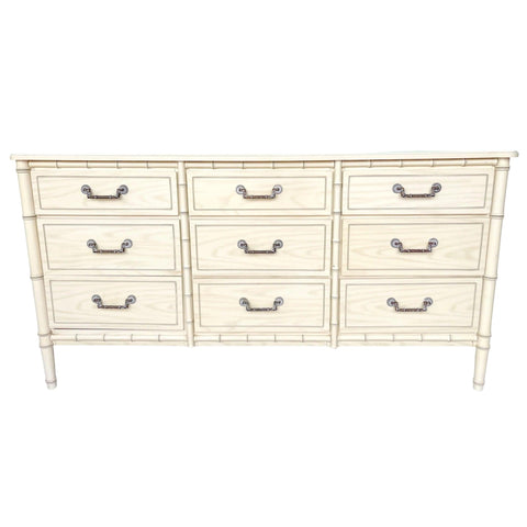 Vintage Faux Bamboo 9 Drawer Triple Classic Dresser Available for Custom Lacquer - Hibiscus House