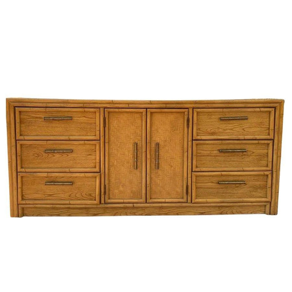 Vintage Faux Bamboo Lea Furniture Credenza Available for Custom Lacquer - Hibiscus House