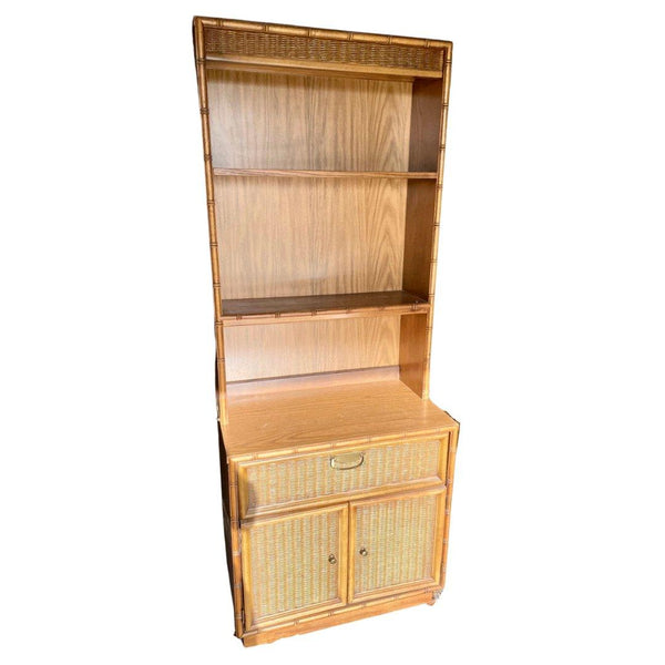 Vintage Faux Bamboo Cabinet with Hutch Available for Custom Lacquer - Hibiscus House