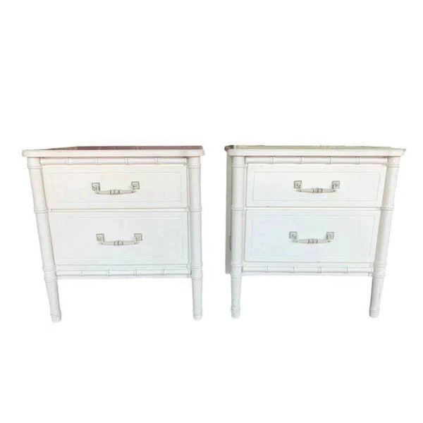 Vintage Classic Faux Bamboo Nightstand Pair Available for Custom Lacquer - Hibiscus House
